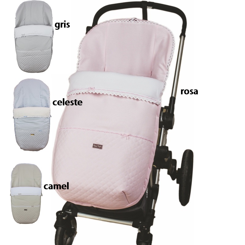 Saco carrito bebé universal CUCADA piqué creta rosa, blanco o azul