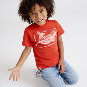 Camiseta ECOFRIENDS manga corta ballena relieve niño